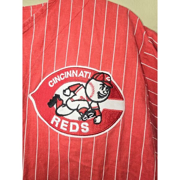 Vintage Chalk Line XL Cincinnati Reds Pinstripe Jersey Starter Style SEE PICS - Picture 3 of 7